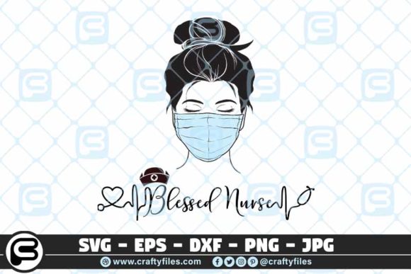 Blessed Nurse Head with Mask: Graphics for Crafts