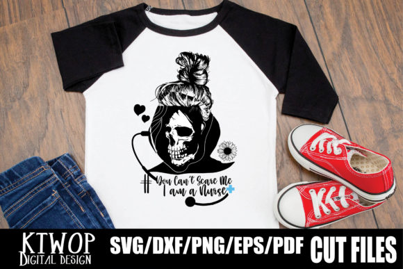 Halloween Skull Messy Bun Scare, Nurse Graphics for Crafts