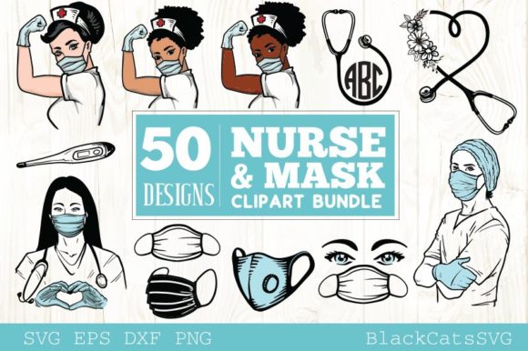 Nurse & Mask Bundle Cliparts for Crafts and Graphics