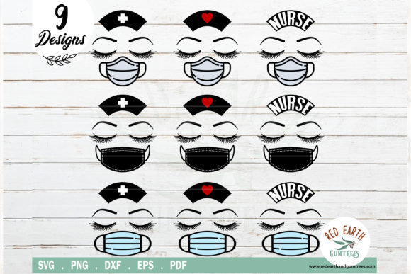 Nurse, Mask Hat & Lashes: Graphics for Crafts