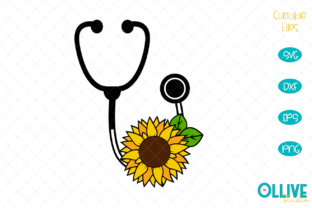 Nurse Stethoscope Sunflower: Graphics for Crafts
