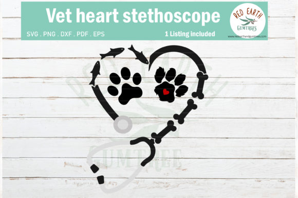 Vet Doctor Nurse Heart Stethoscope Graphics for Crafts